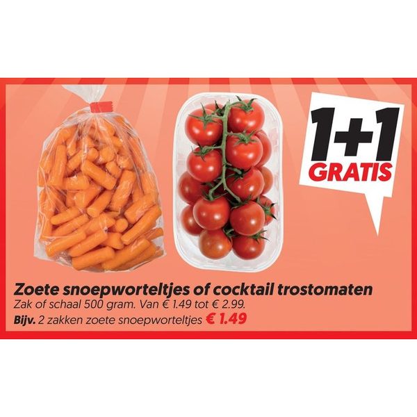 Zoete snoepworteltjes of cocktail trostomaten