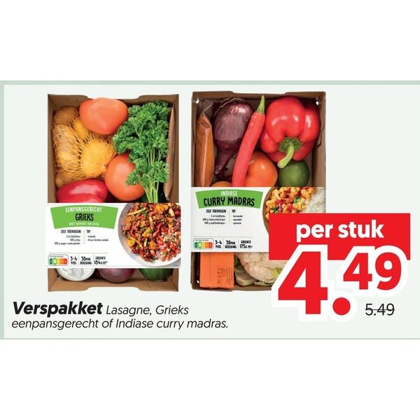 Verspakket Lasagne, Grieks of Indiase curry madras