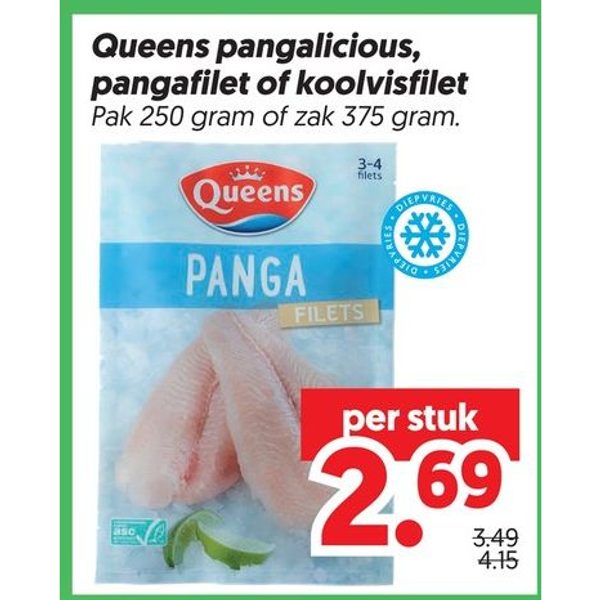 Queens pangafilet of koolvisfilet