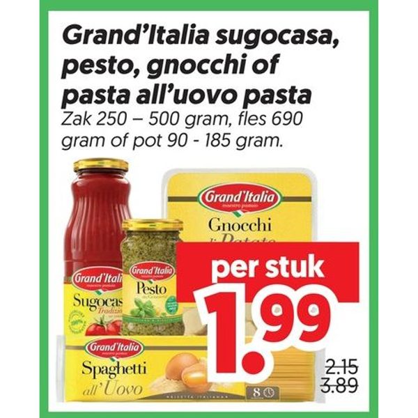Grand'Italia sugocasa, pesto, gnocchi of pasta all'uovo pasta