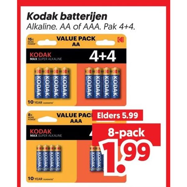 Kodak batterijen AA of AAA
