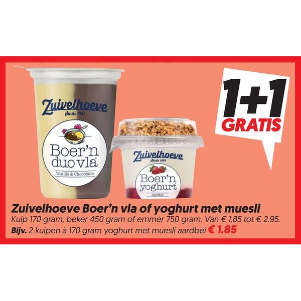 Zuivelhoeve Boer'n vla of yoghurt met muesli