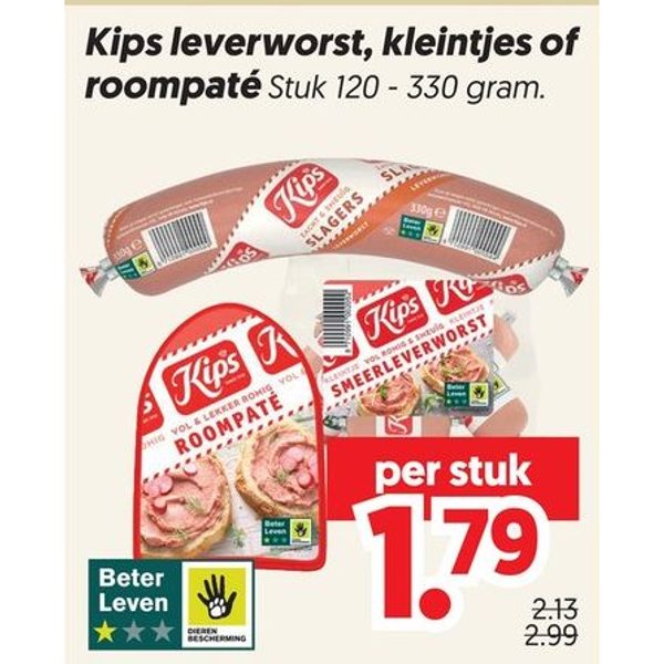 Kips leverworst, kleintjes of roompaté