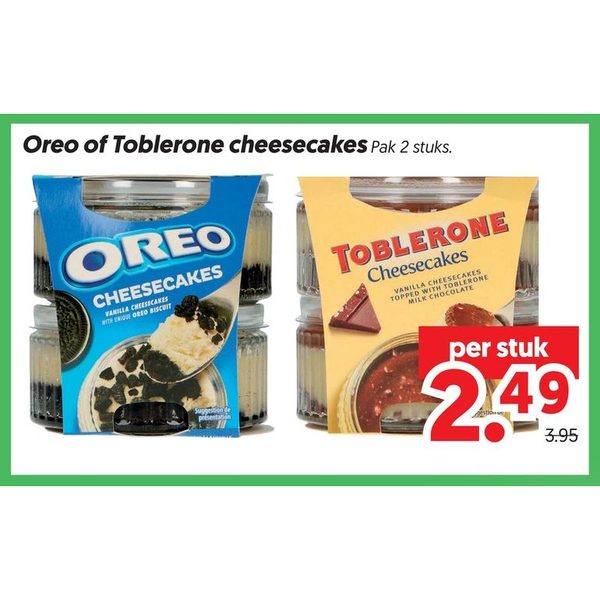 Oreo of Toblerone cheesecakes