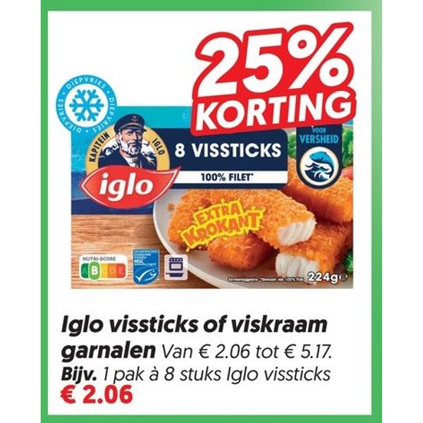 Iglo vissticks of viskraam garnalen