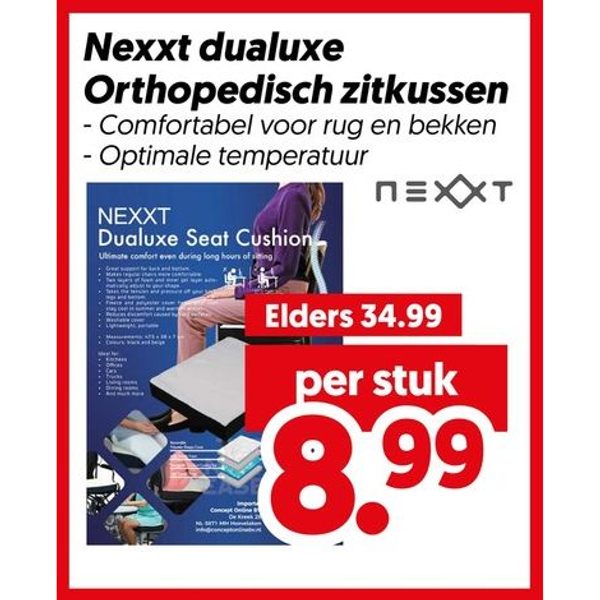 Nexxt dualuxe Orthopedisch zitkussen