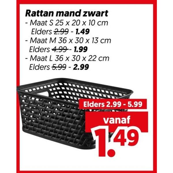 Rattan mand zwart