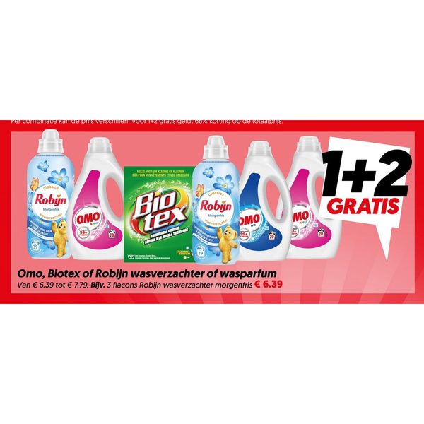 Omo, Biotex of Robijn wasverzachter of wasparfum