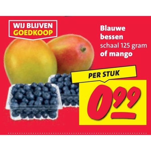 Blauwe bessen of mango