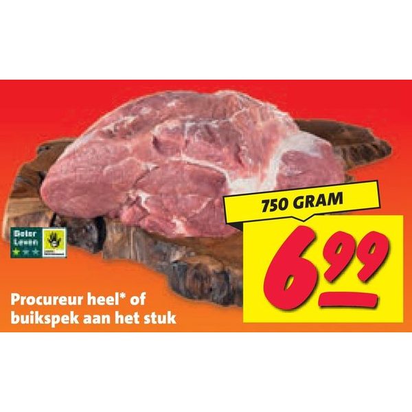 Procureur heel of buikspek aan het stuk
