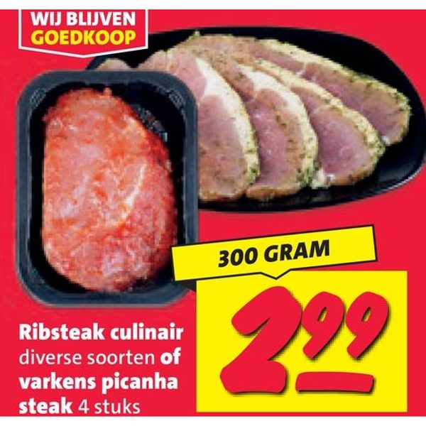 Ribsteak culinair of varkens picanha steak