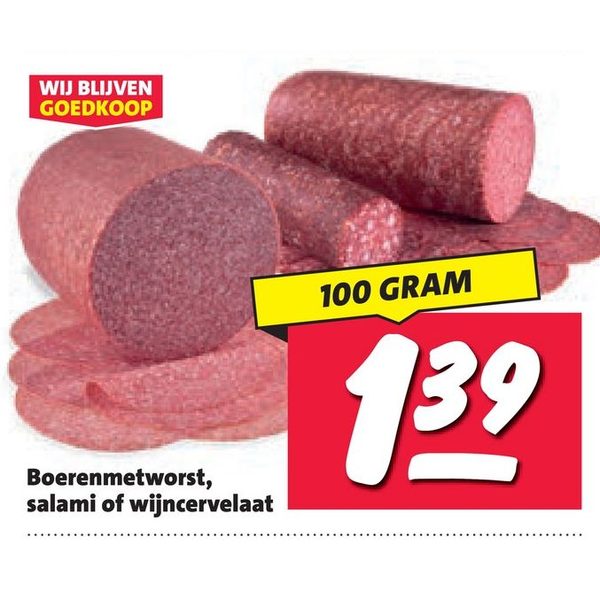 Boerenmetworst, salami of wijncervelaat