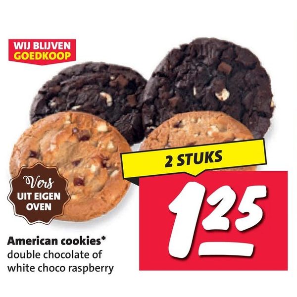 American cookies double chocolate of white choco raspberry