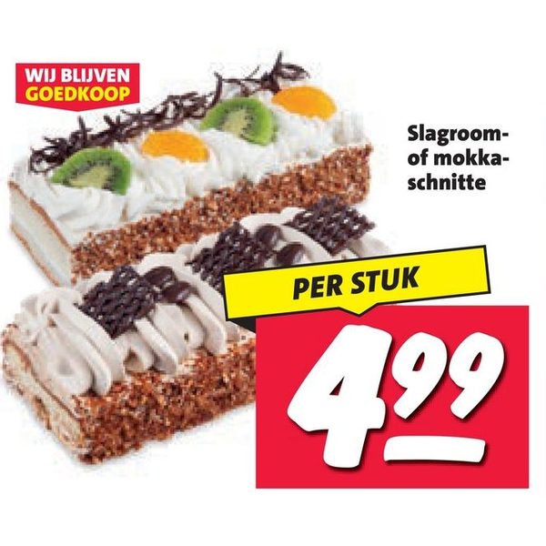 Slagroom- of mokka-schnitte