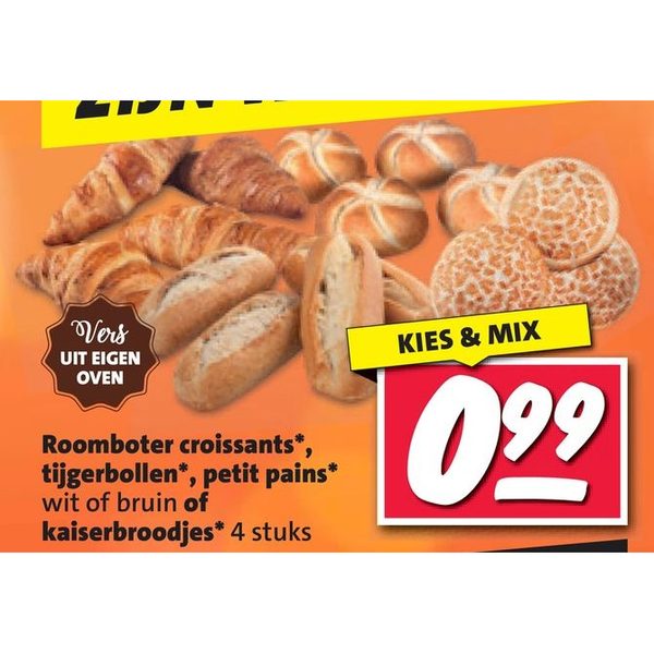Roomboter croissants, tijgerbollen, petit pains of kaiserbroodjes