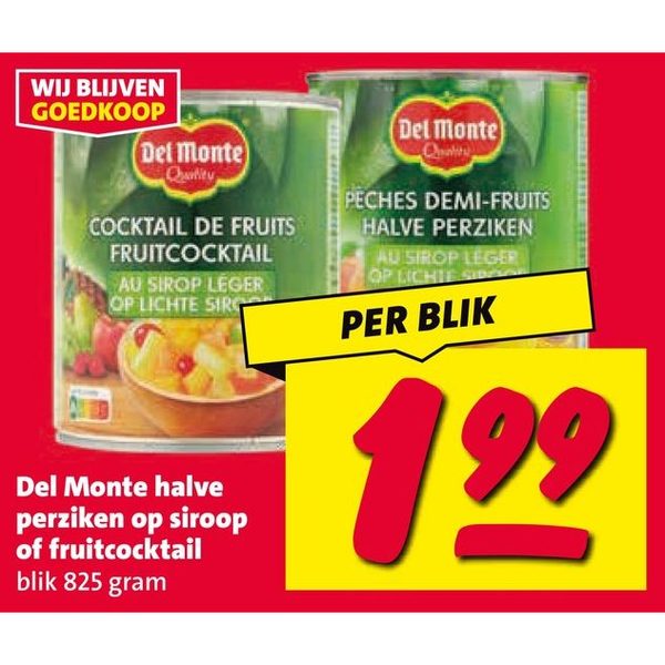 Del Monte halve perziken of fruitcocktail