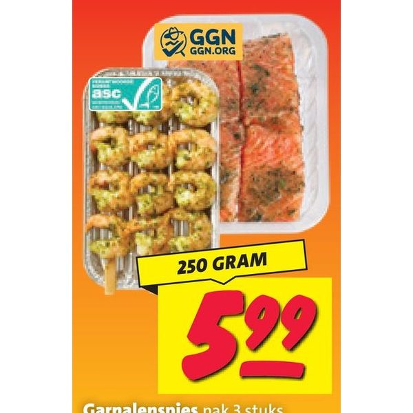 Garnalenspies of zalmfilet met huid