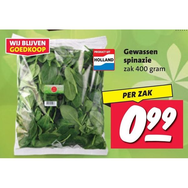 Gewassen spinazie