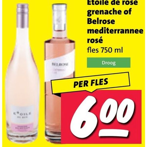 Etoile de rosé grenache of Belrose mediterrannee rosé
