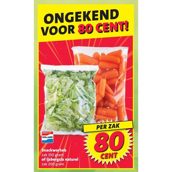 Snackwortels of ijsbergsla naturel
