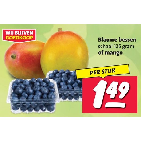 Blauwe bessen of mango