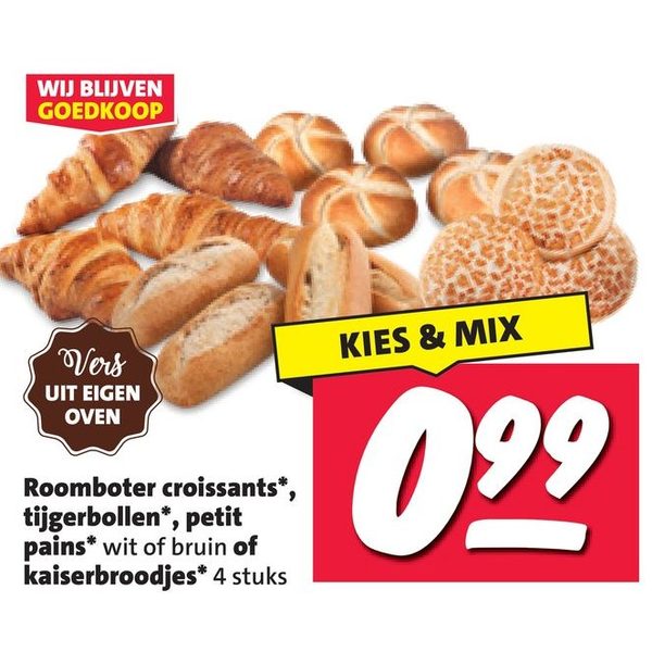 Roomboter croissants, tijgerbollen, petit pains of kaiserbroodjes