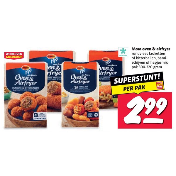 Mora oven & airfryer rundvlees kroketten, bitterballen, bamischijven of hapjesmix