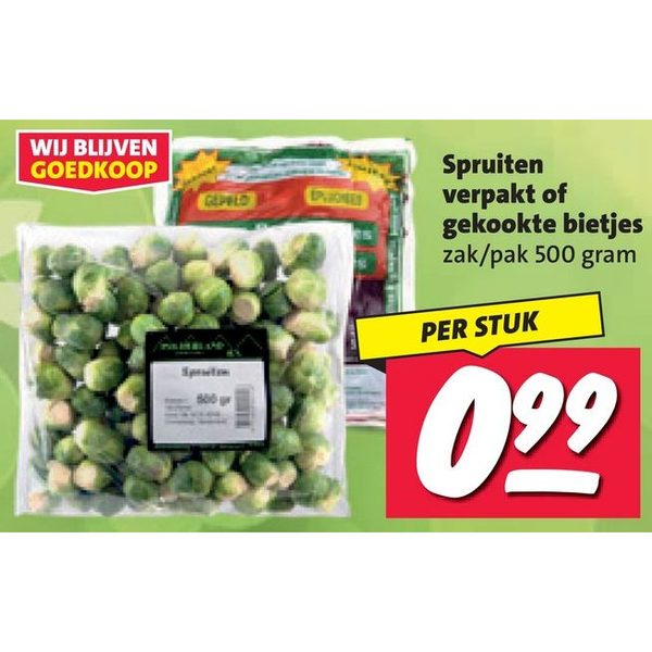 Spruiten verpakt of gekookte bietjes
