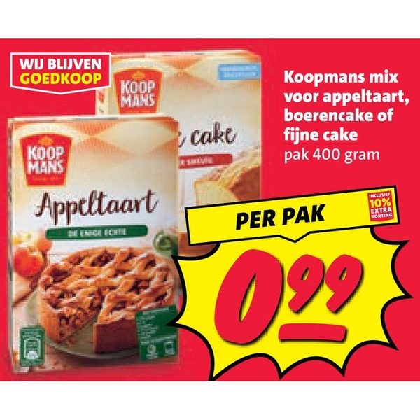 Koopmans mix voor appeltaart, boerencake of fijne cake