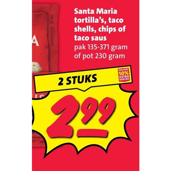 Santa Maria tortilla's, taco shells, chips, taco saus