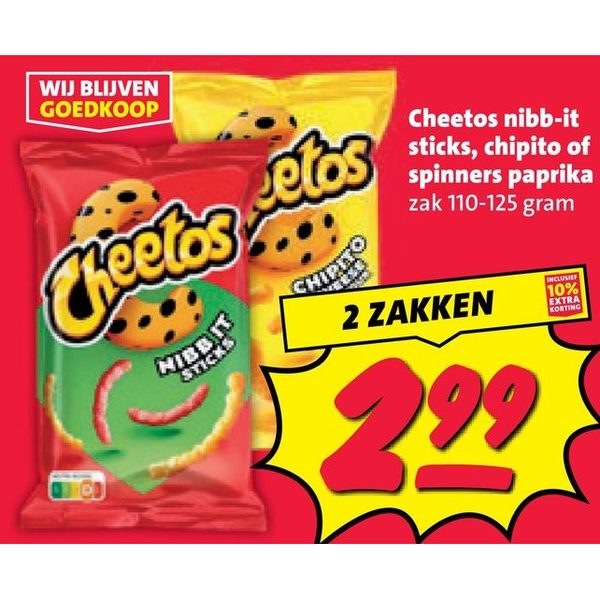 Cheetos nibb-it sticks, chipito of spinners paprika