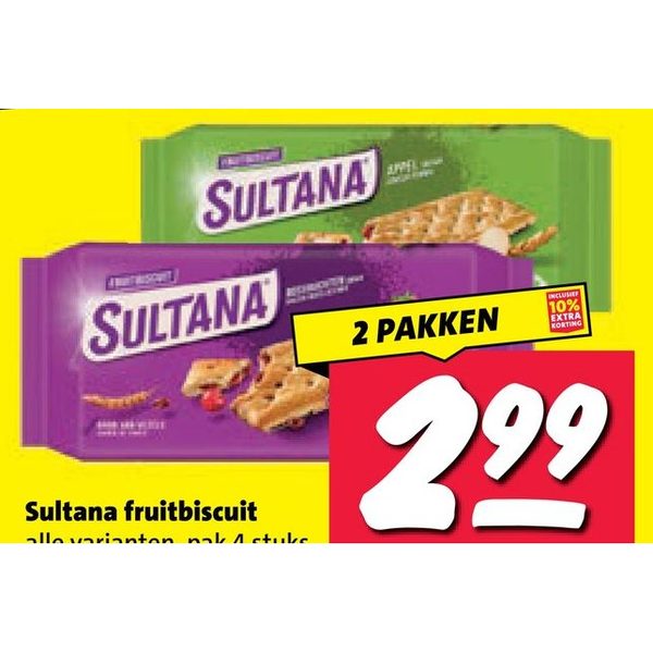 Sultana fruitbiscuit alle varianten
