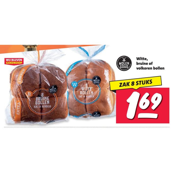 Molen Goud bollen (wit, bruin, volkoren)