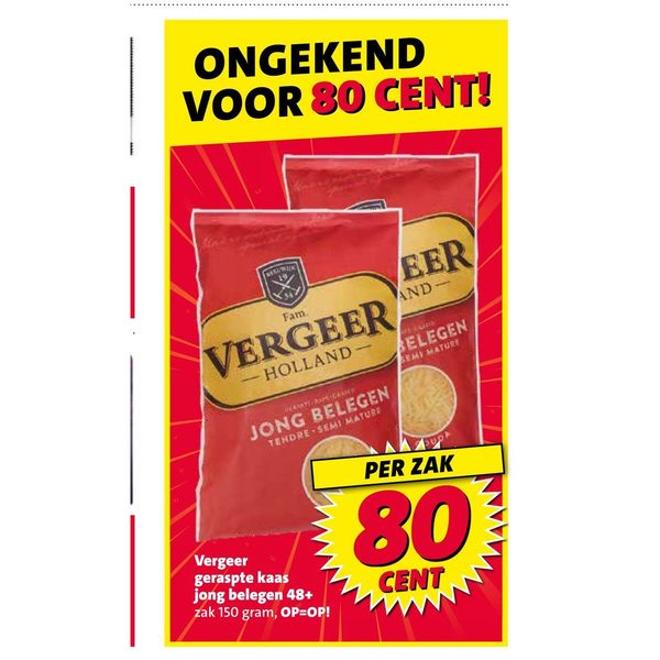 Vergeer geraspte kaas jong belegen 48+