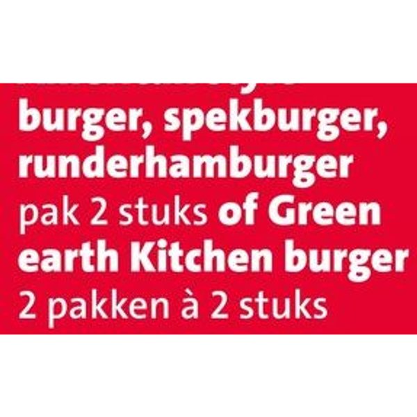 American style burger, spekburger, runderhamburger pak 2 stuks of Green earth Kitchen burger