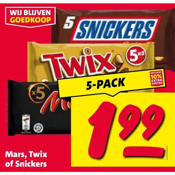 Mars, Twix of Snickers 5-pack
