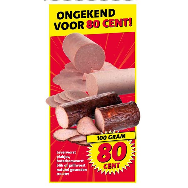 Leverworst plakjes, boterhamworst, blik of grillworst