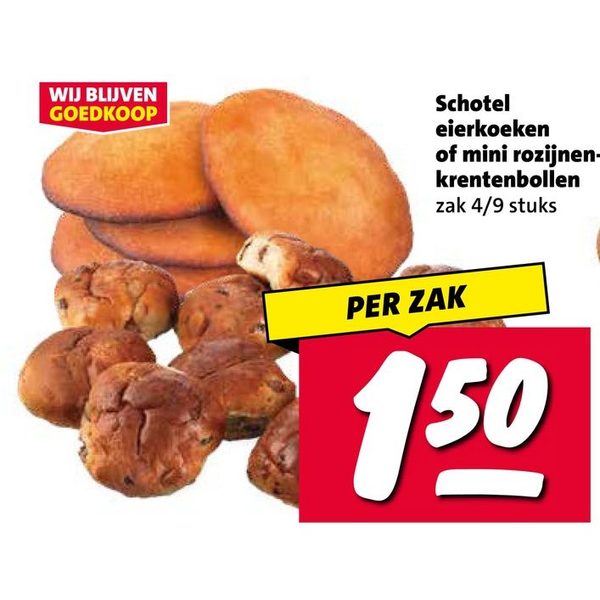Schotel eierkoeken of mini rozijnen-krentenbollen
