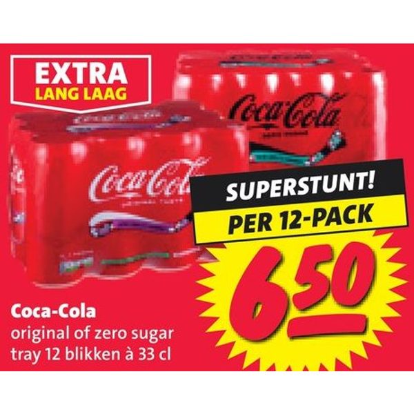 Coca-Cola original of zero sugar tray 12 blikken à 33 cl