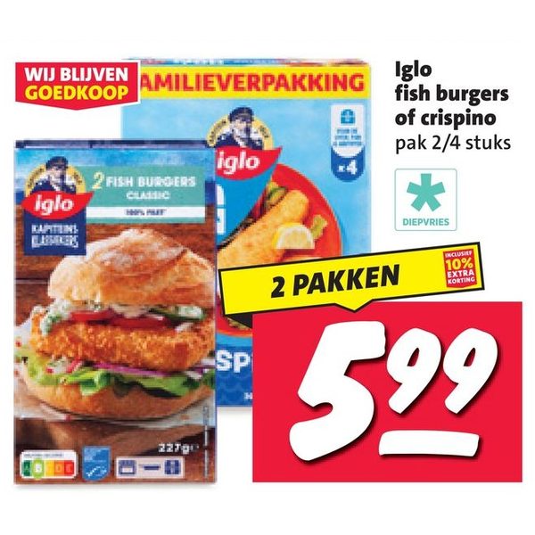 Iglo fish burgers of crispino