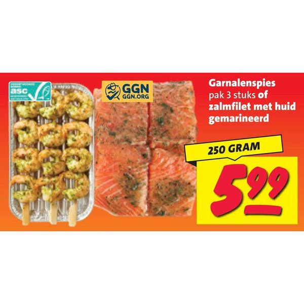 Garnalenspies of zalmfilet