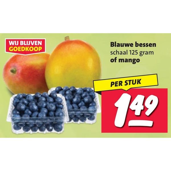 Blauwe bessen of mango