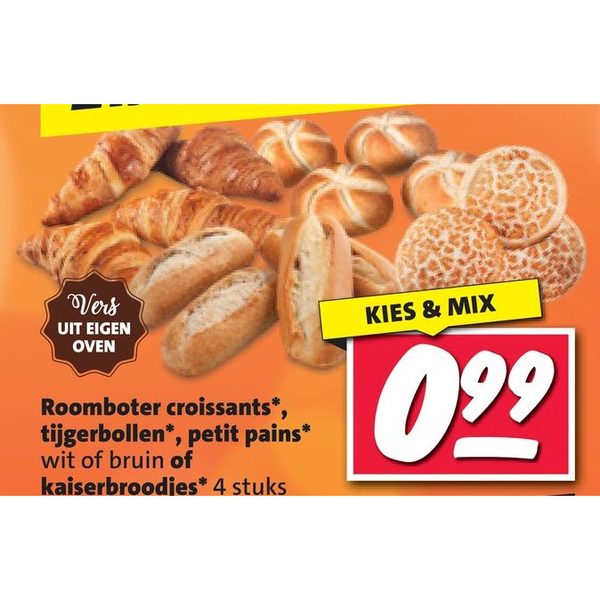 Roomboter croissants, tijgerbollen, petit pains of kaiserbroodjes