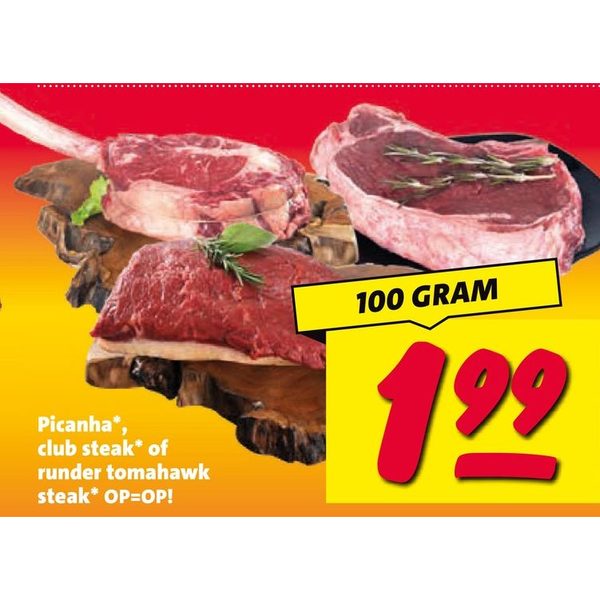 Picanha, club steak of runder tomahawk steak