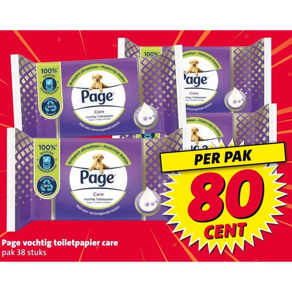 Page vochtig toiletpapier care