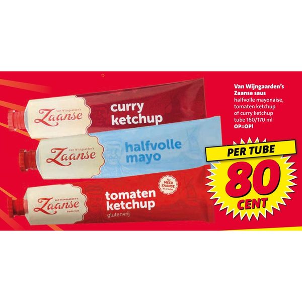 Zaanse saus halfvolle mayonaise, tomaten ketchup of curry ketchup