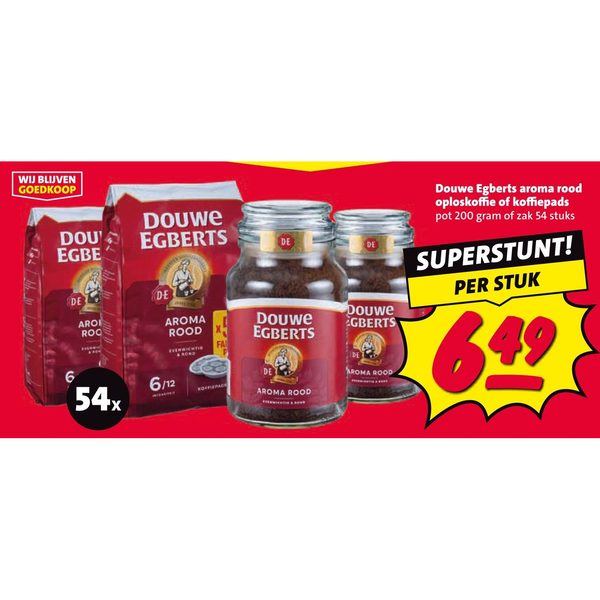 Aroma Rood oploskoffie of koffiepads