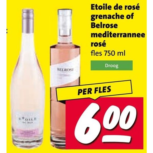 Etoile de rosé grenache of Belrose mediterrannee rosé