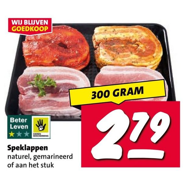 Speklappen naturel, gemarineerd of aan het stuk