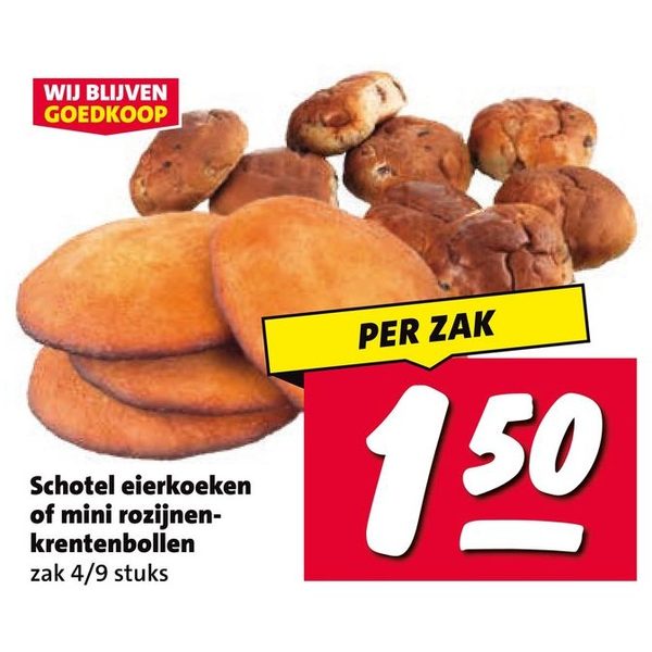 Schotel eierkoeken of mini rozijnen-krentenbollen